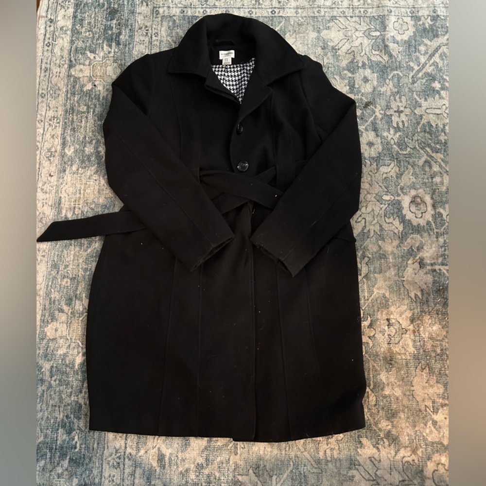 Motherhood Maternity Black Knee Length Tie Waist Pea Coat